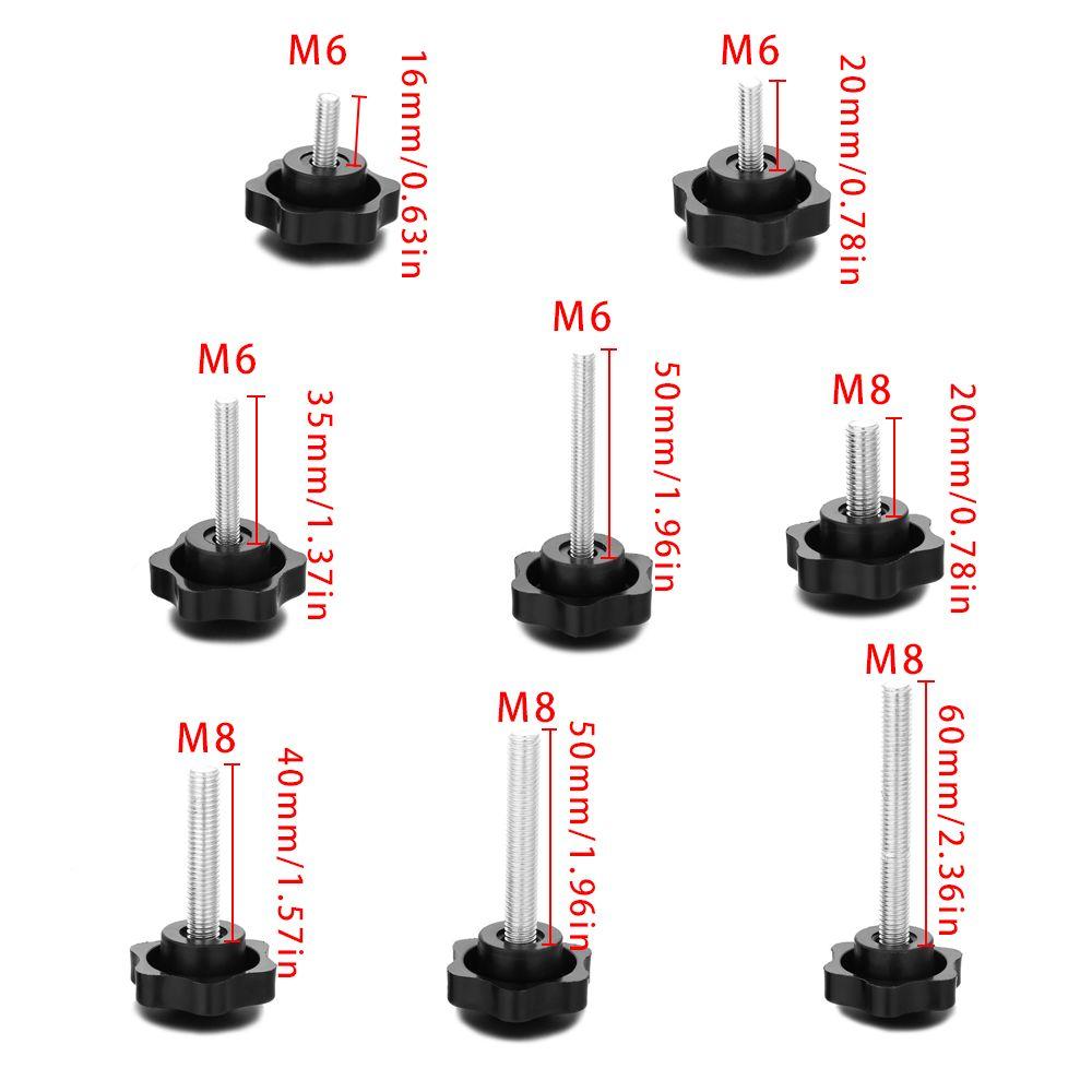 4Pcs M6 M8 Hexagon Star Knobs Grips Threaded Clamping Nut 38mm Dia Black Handle Easy To Install Screws Hardware Accessories