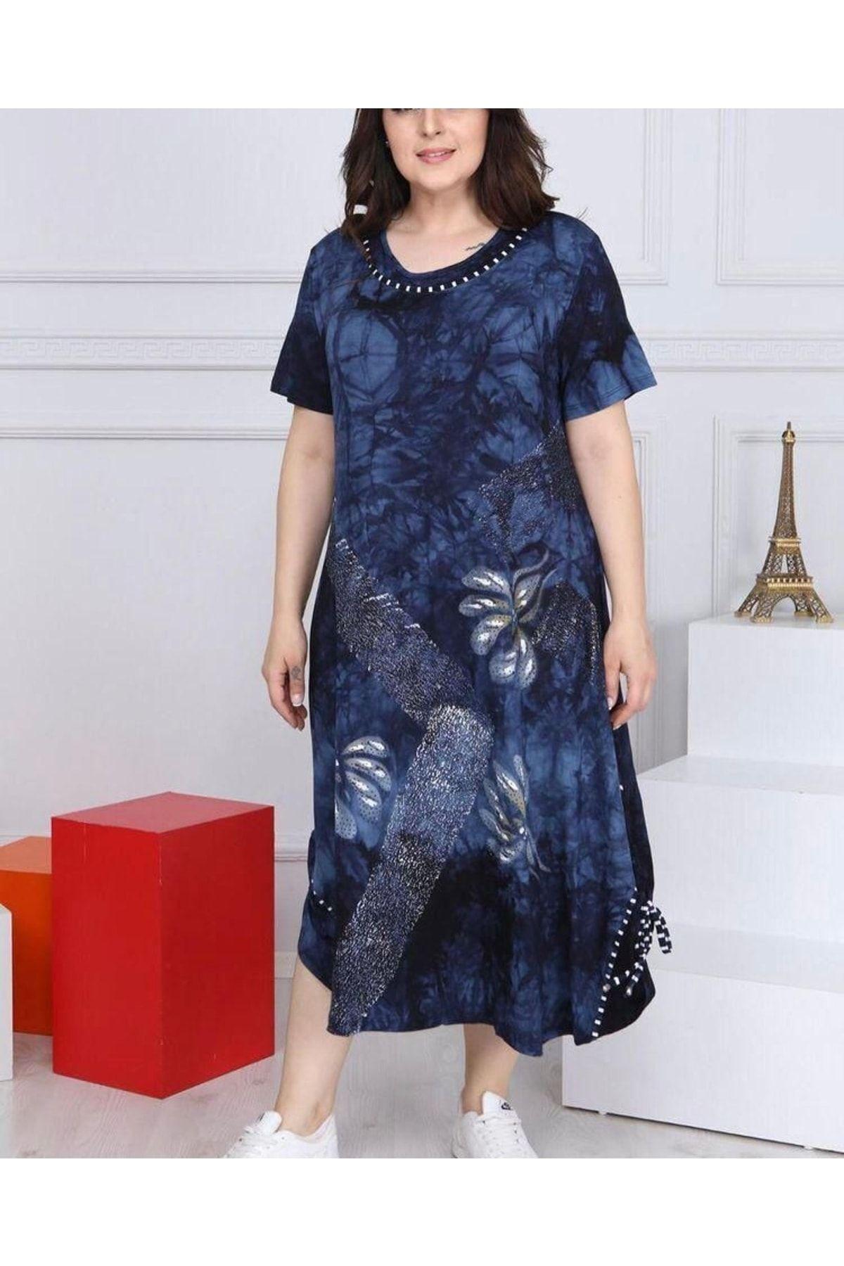 

Женское платье большого размера, синее платье батика больших размеров 2XL