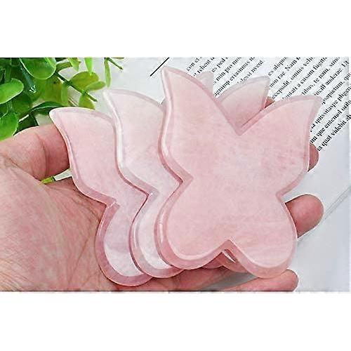 (Butterfly Shape)Rose Quartz Jade Roller Real Jade Gua Sha Board Mushroom Massager Face Lifting Tool Facial Guasha Massage tool