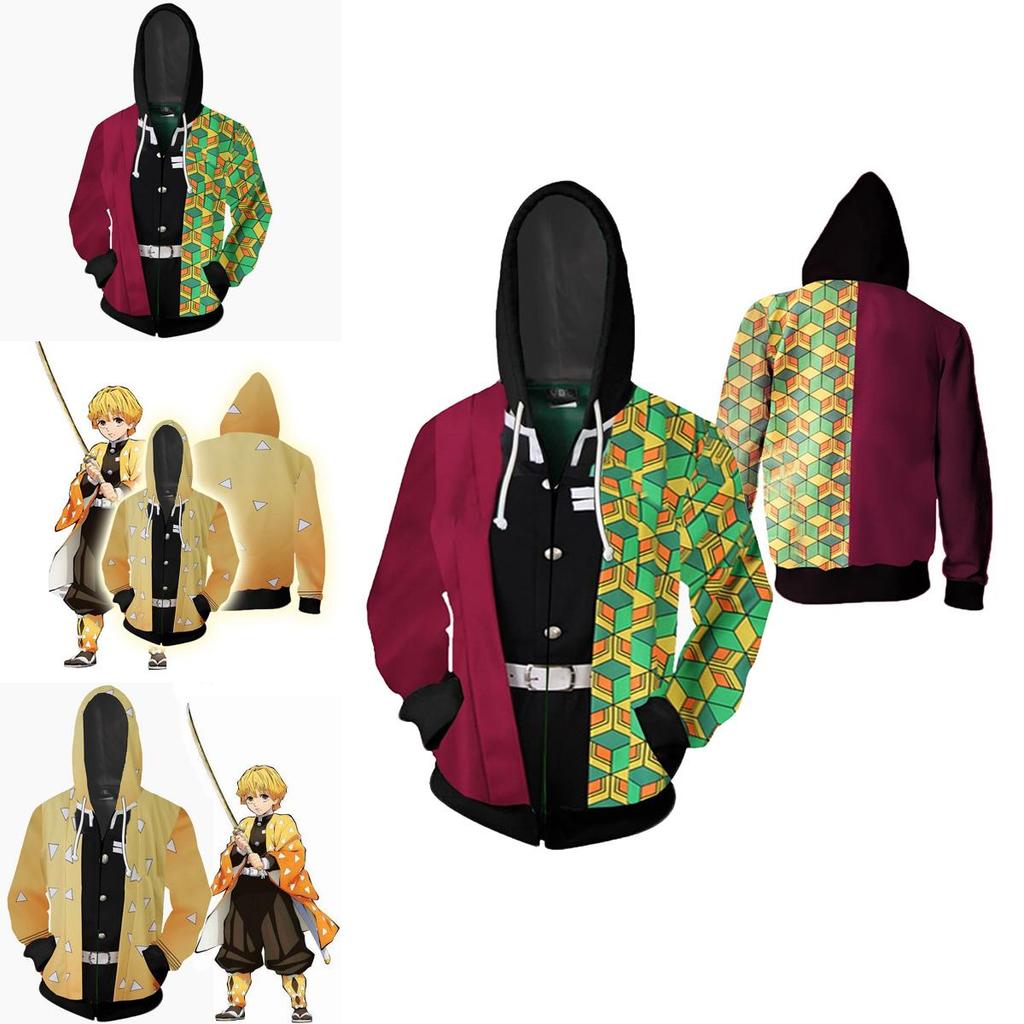 Demon Slayer Kimetsu No Yaiba Vibrant Soft Zipper Up Hoodie For Comfort