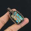 Copper Larimar Gemstone Pendant, 999 Copper Wire Wrapped Pendant Unique Design Jewelry, For Women