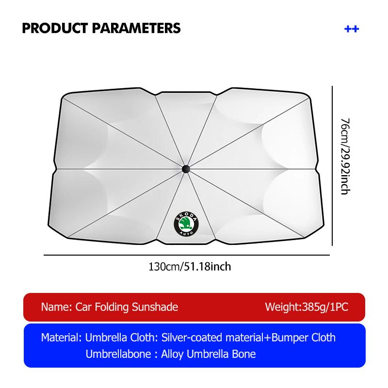 For Skoda Foldable Car UV Sunshade Front Windshield Car Sunshade Parasol Fabia Kamiq Superb Scala Enyaq-iV MK3 VisionS Yeti ahc511