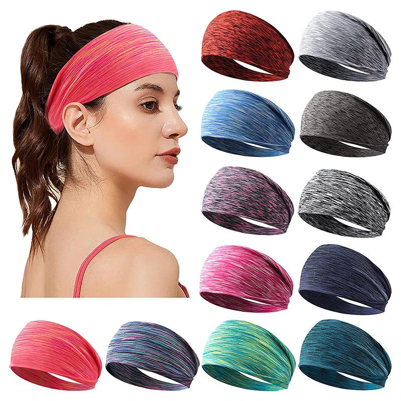 Hot! Stripes Gradient Unisex Headband Women Men Running Fitness Wide Turban Head Wrap Elastic Absorbing Sweat Sport Hair Bands