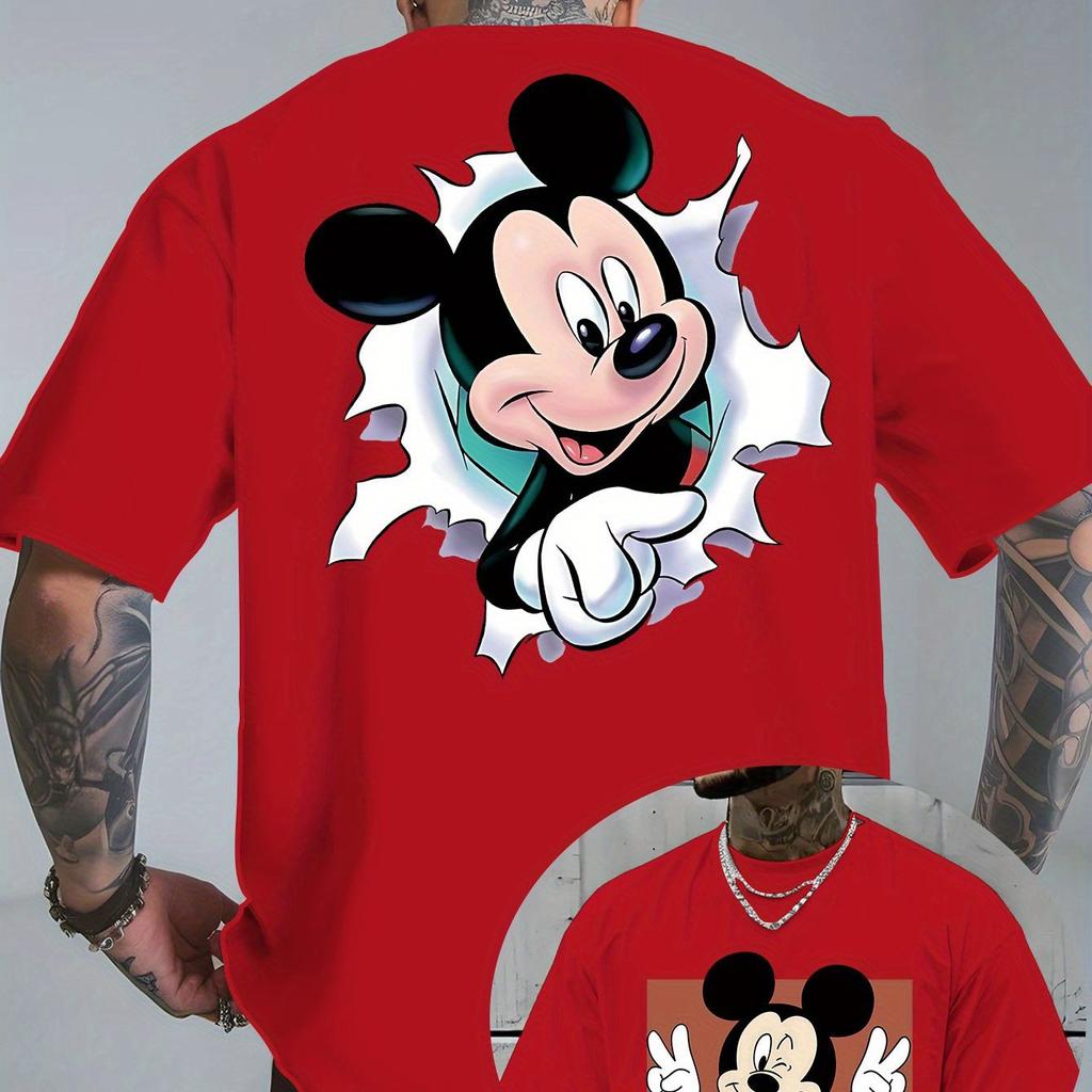 Summer Disney Mickey Mouse Cartoon Print Pattern Printed Pure Cotton Tshirt Fashionable Loose Casual Shortsleeved Unisplish