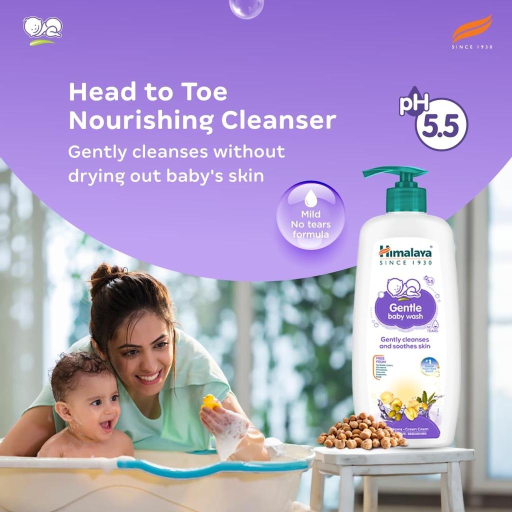 Himalaya Gentle Baby Wash 600ml No Tears Formula Natural Moisturizing Head-to-Toe Cleanser