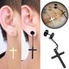 1 Pair Mens Womens Punk Hip Top Stainless Steel Cross Drop Dangle Stud Earrings₊