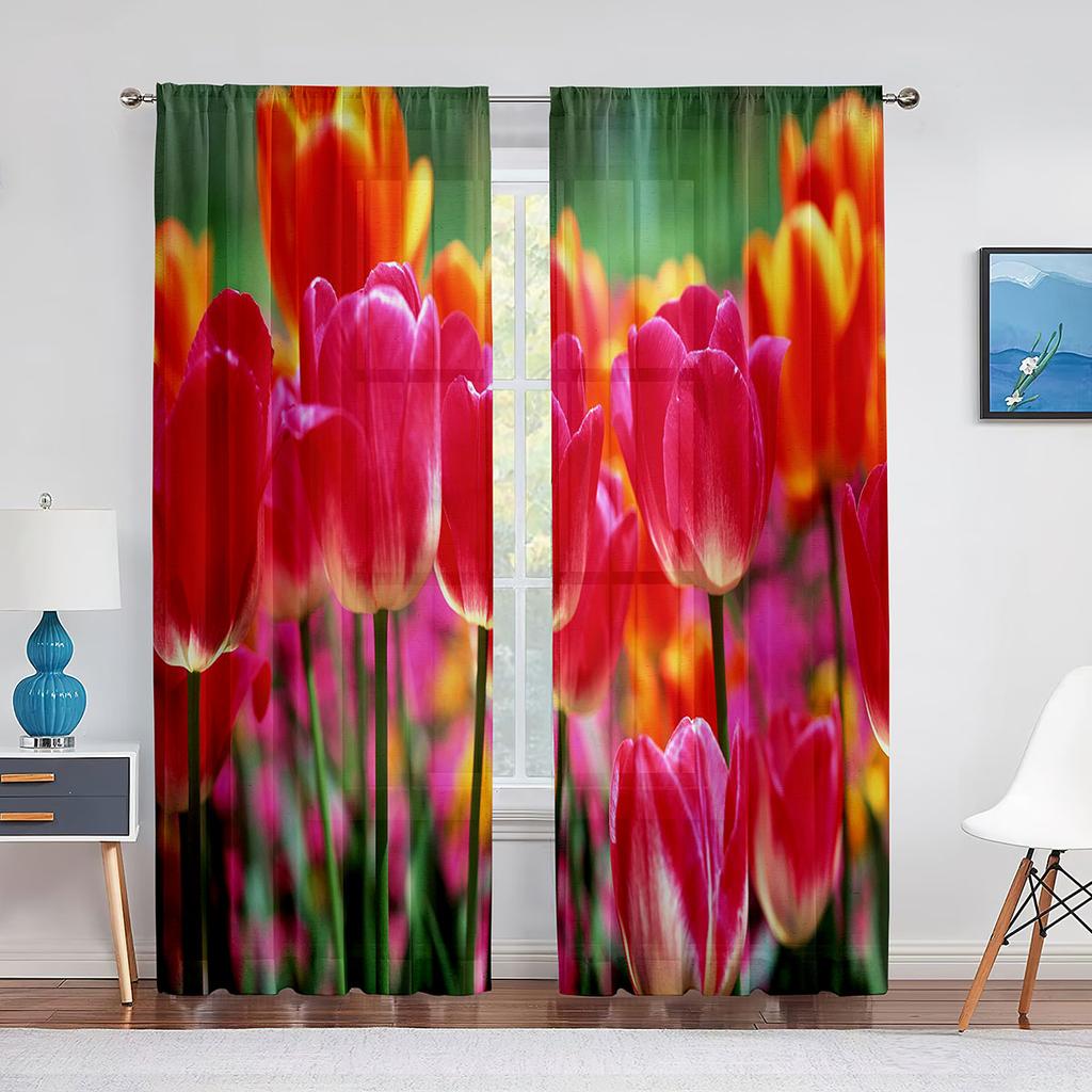 Weiße Blumen Kamille Chrysantheme Tüll Vorhänge für Schlafzimmer Wohnzimmer Küche Dekor Chiffon Sheer Voile Vorhang Fenster