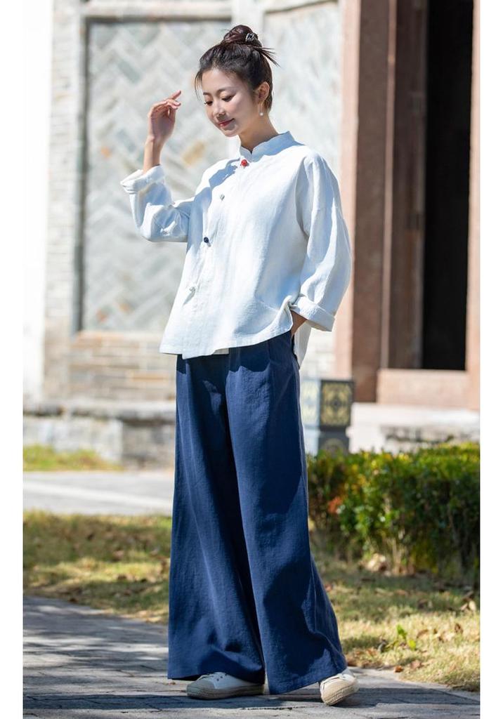 Damen Weite Baumwoll-Leinenhose Herbst 2025: Künstlerisch, Lässig, Vielseitig