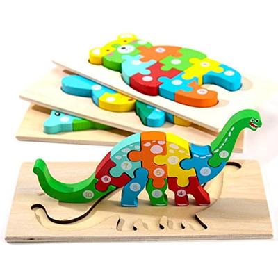 Wooden Toddler Puzzles for Kids Montessori Toys for Toddlers 2 3 4 5 Years Old Top 3D Puzzle Educational Dinosaur Toy YSXX
