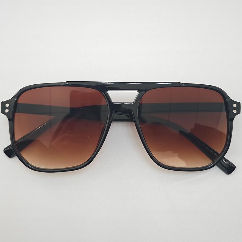 Retro Fashion Sunglasses for Women, Double Beam Sunglasses Simple Large Frame Personalized Ocean Glasses