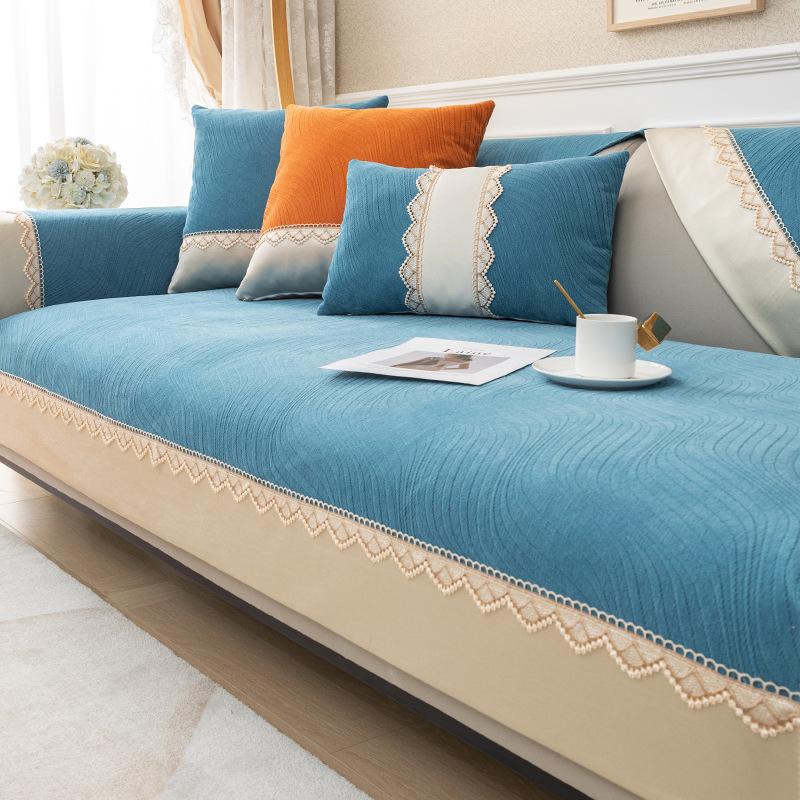 Chenille Sofa Cushion for All Seasons, Modern Light Luxury Anti-slip Cloth Towel, Anti-cat Scratch Sofa Cover, Thickened