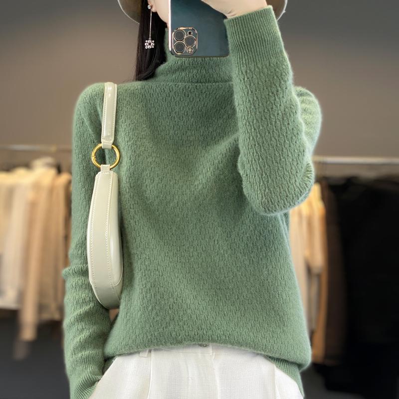Damen Rollkragenpullover, Qinghe Kaschmir, 30% Kaschmir 70% Wolle, Winter Strickpullover Herbstpullover Kaschmirpullover