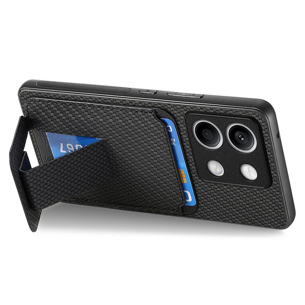 C1-11 for Xiaomi Redmi Note 13 5G Case Carbon Fiber Texture Leather Coated TPU Card Slot Phone Cover