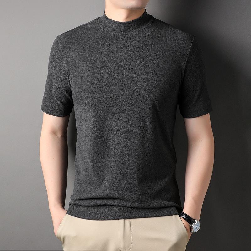 Pánská oboustranná sametová mikina s polovičním rukávem, polovičním rolákem, tričko s tříčtvrtečním rukávem, módní tenké termoprádlo