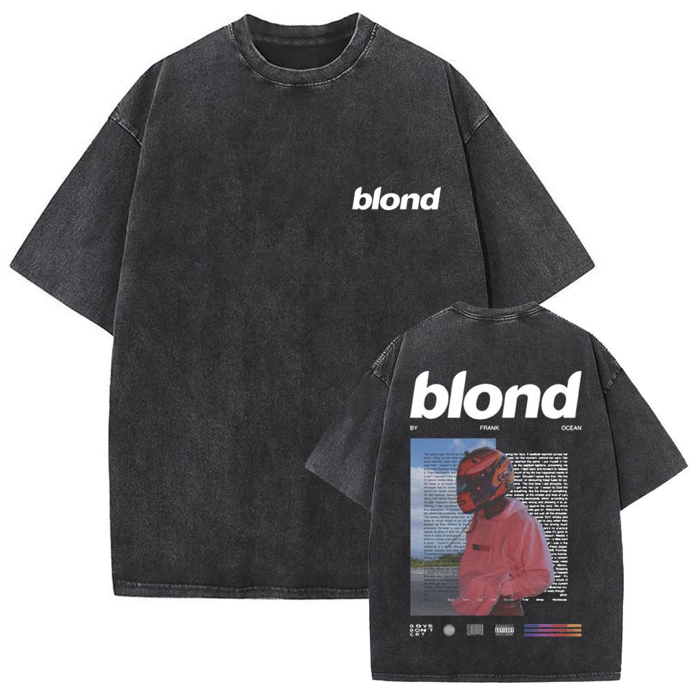 Washed Rapper Frank Vintage Oversized T Shirts Men Ocean Hip Hop Trend T Shirt Blond Pop Music Tshirts Male Fashion Streetwear