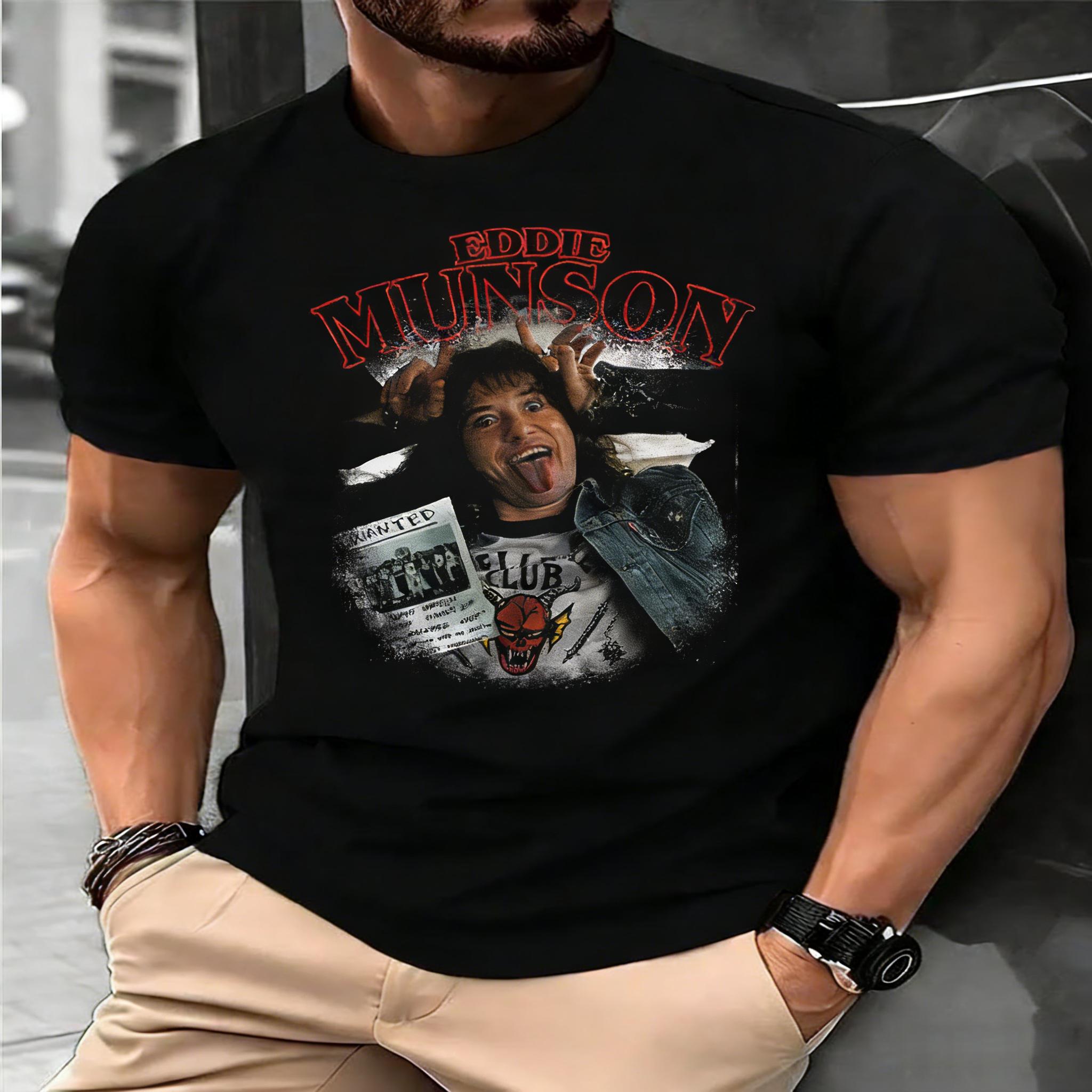 

Eddie Munson Vintage 90s Rock Band Graphic TShirt Unisex Regular Fit Short Sleeve Women Men Tee with Iconic Album Art Tops Tees 4XL