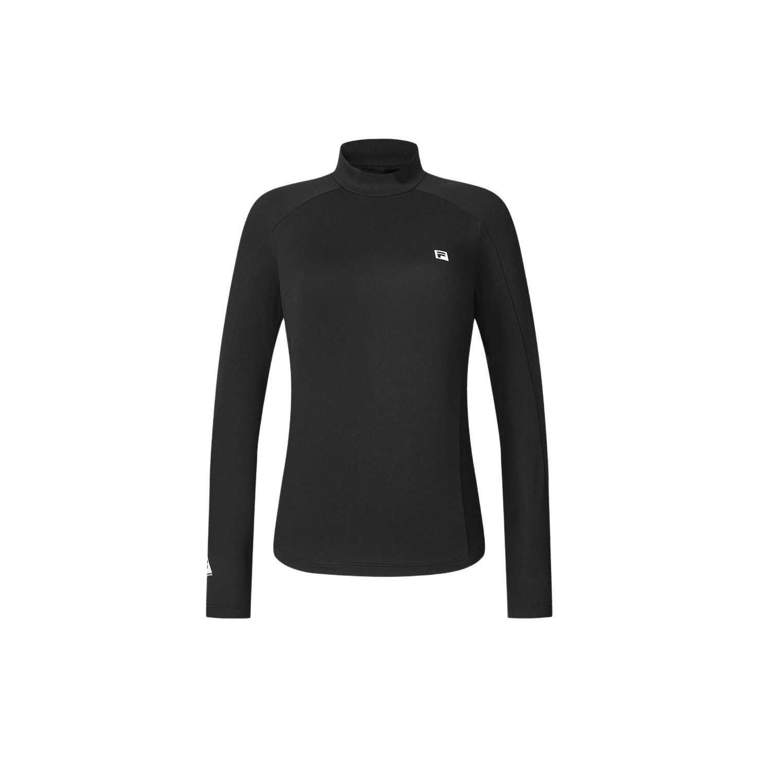 

Fila Футболка женская спортивная с принтом букв, воротником-стойкой, длинным рукавом, в американском винтажном стиле, топы, глубокий черный A11W417201FBK M