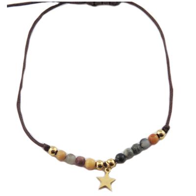 [R0146] - Steel Bracelet 'Une Etoile Est Née' Multi-colored Gold - Star 7 Mm