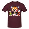 Unisex Kawaii Red Panda Eating RaUnisex Noodles Trendy T Shirt Streetwear Oneck Cotton T Shirts