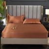 Bed Sheet with Elastic Band Polyester Satin Fitted Sheet Plain Dyed Bed Linen PLA Cool Fiber Fitted Sheet(no Pillowcase