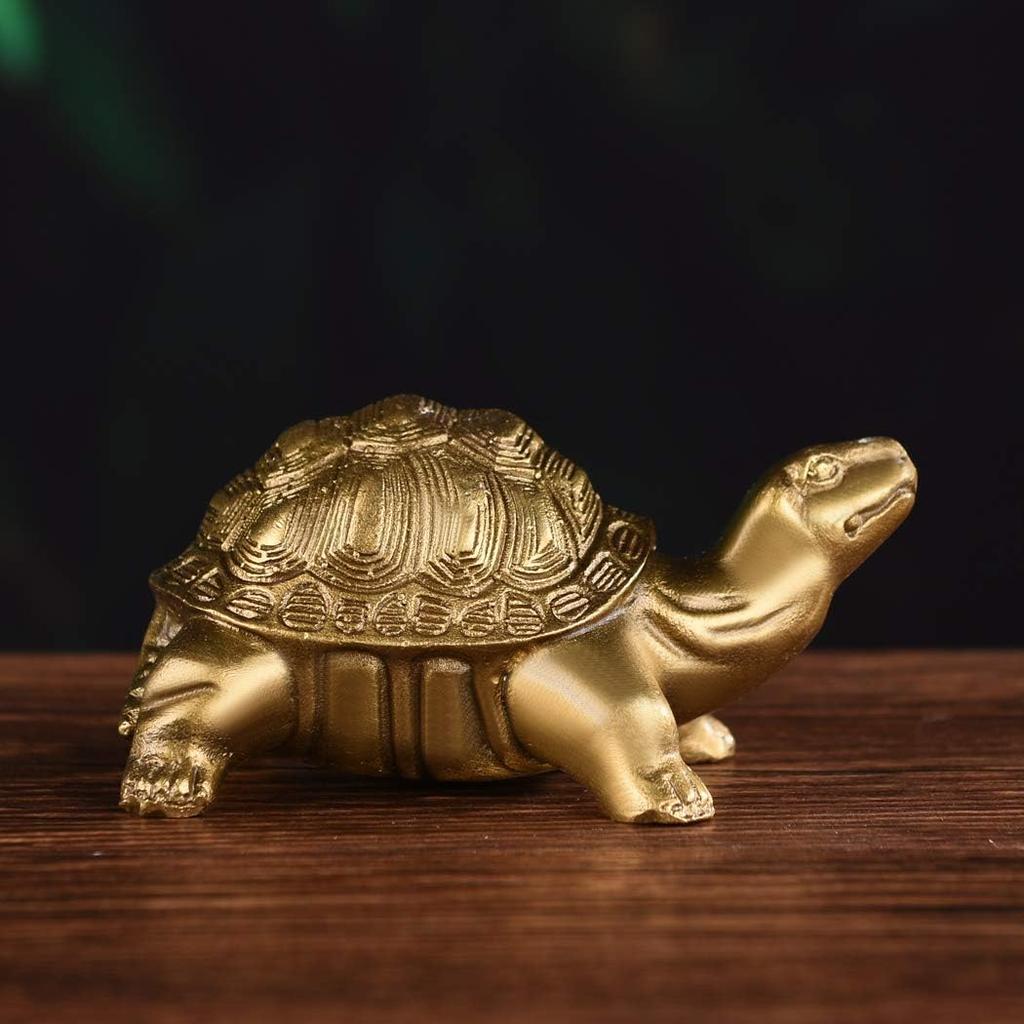 BRABUD Brass Millennium Turtle Statue Gold Desk Home Indoor Outdoor Decorative Collectible Gifts for Elders 4'' BS051