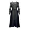 Women's Dress Chiffon Elegant Lace Patchwork Dress Cut-out Long Dress Long Sleeve Bridesmaid Evening Dress