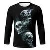 Spring and Autumn Round Neck 3D Halloween Printed Top Fashionable Casual Long Sleeved Men's T-shirts
