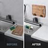 Stainless Steel Sink Tray Drainer Rack Kitchen Sink Sponge Holders Self Adhesive Hook Storage Holder Kitchen Wire Rag Organizer