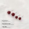 Natural Cinnabar S925 Tremella Stick Earrings - Elegant Red Bean Design, 2021