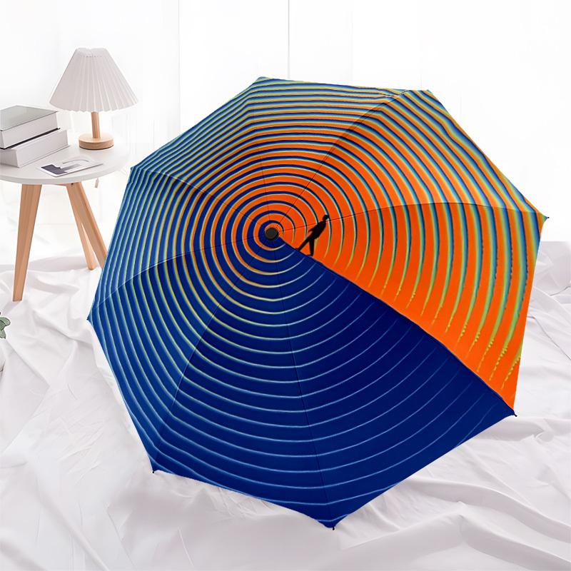 1pc Spiral Journey Automatic Folding Umbrella - Design, Durable Iron Frame for Travel, Outdoor, Beach Fashion Accessory a0920042
