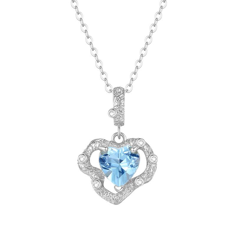 

Natural colored treasure spar texture heart-shaped pendant s925 sterling silver necklace women s high-end design collarbone chain fashion jewelry gift 925 silver