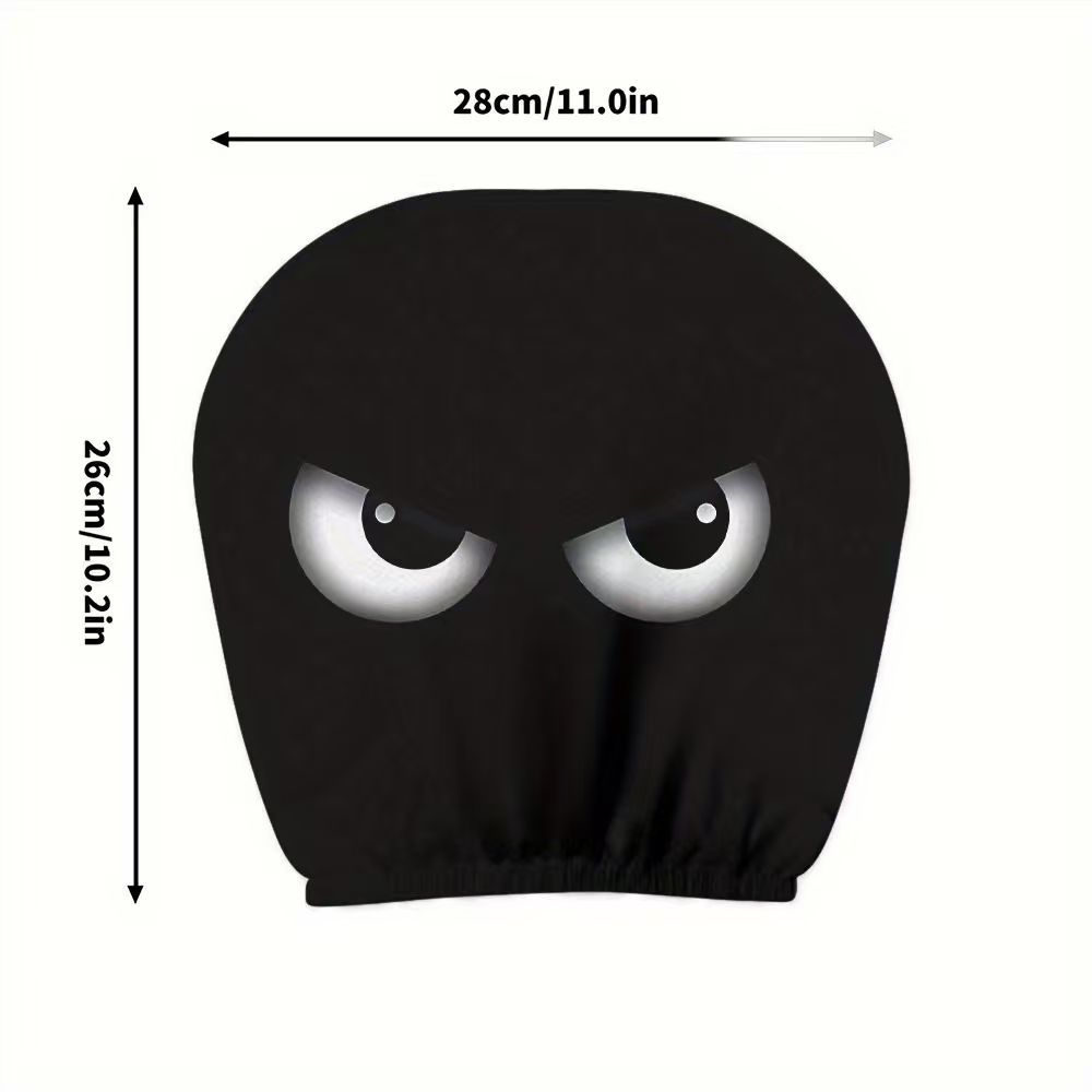 1/2pcs Black Cross-Eye Car Headrest Covers, Soft High Elastic 2D Printed Universal Auto Interior Headrest Protectors