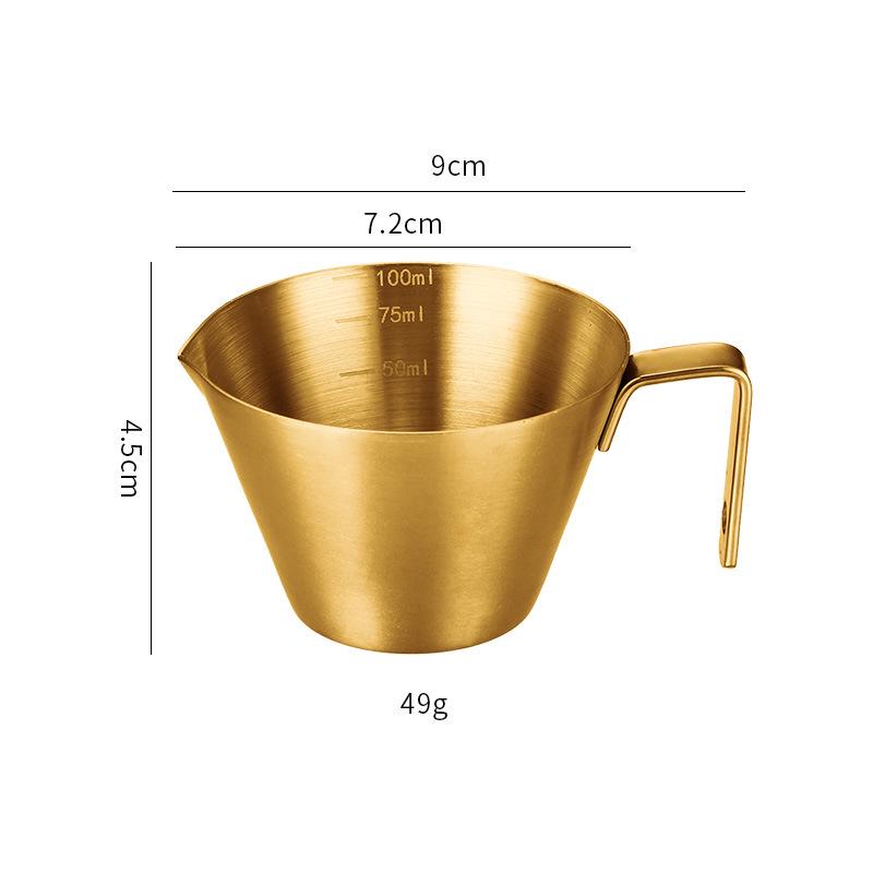 304 Stainless Steel Espresso 100ML Measuring Cup with Scale for Milk & Coffee