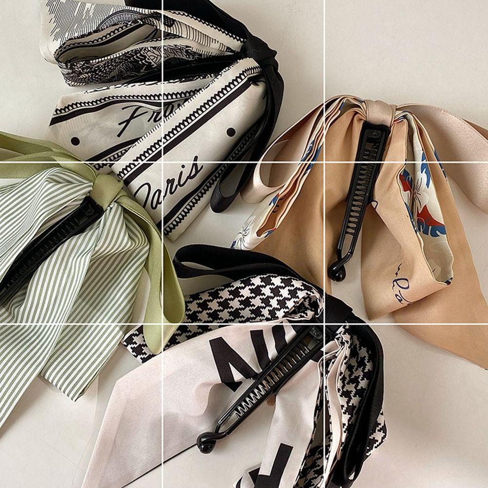 Hairpin Bowknot Hair Clip Ribbon Vertical Clip Fashion Hair Claw Ponytail Holder