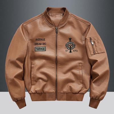 Chaqueta de Cuero Retro Holgada para Hombre - Primavera/Otoño Estilo Casual Coreano Ropa de Trabajo Solapa Chaqueta de Motociclista