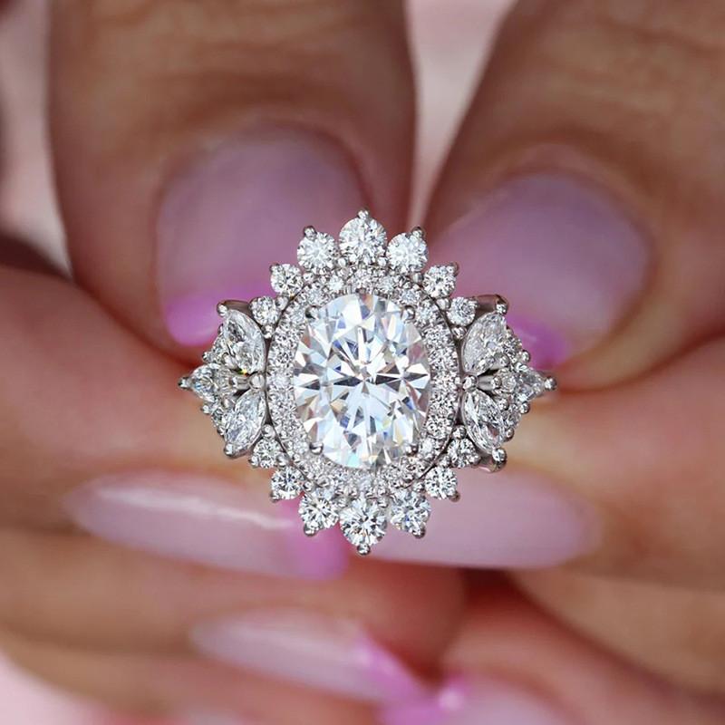 CopperCubic Zirconia s Set Rings Women for Wedding Engagement Party Luxury Trendy CopperFemale Jewelry