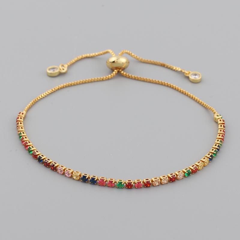 Women's Charm Tennis CZ Zircon Rainbow Bracelet For Women Luxury Multicolor Crystal Bracelet Couple Jewelry Gifts Pulseras Femme