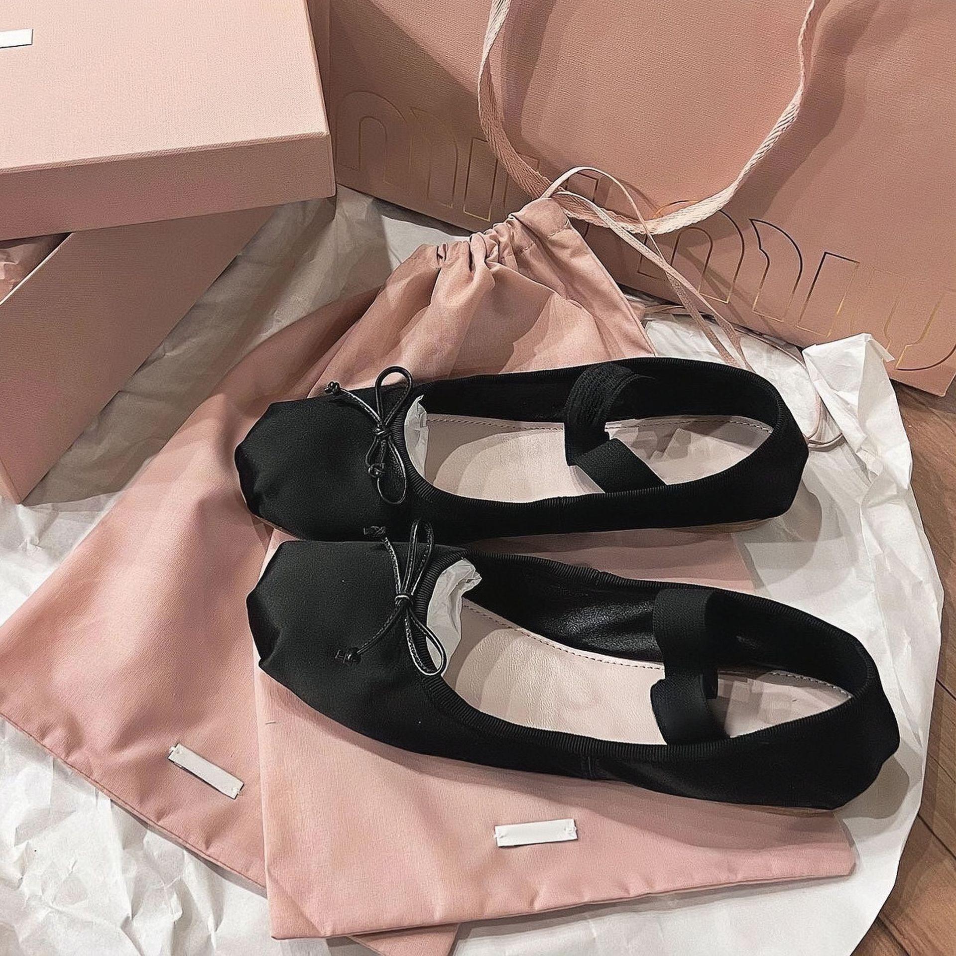 

Sheepskin version~ soft-soled one-word leather ballet shoes women s bow round head flat-soled single shoes Mary Jane ladyshoes 35