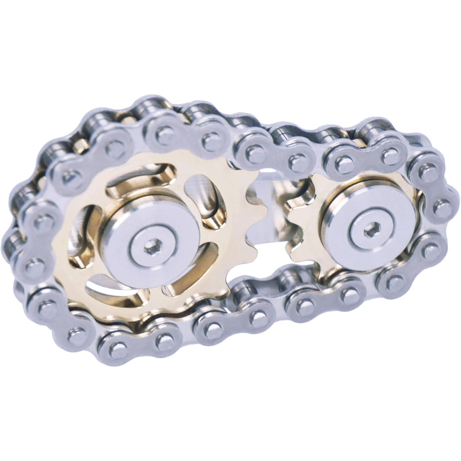 

Fidget Spinner, цепной спиннер для велосипеда с двумя передачами, игры для пальцев Figity Spin, прочная механика из металла и нержавеющей стали с гладкими подшипниками 6*6*3.6cm золотой