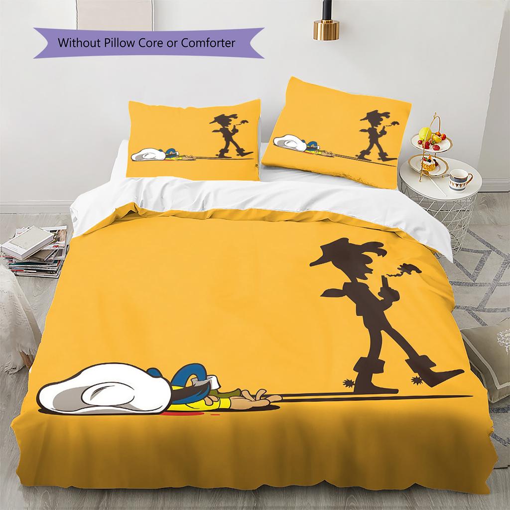Lucky Luke Pattern Bedding Quilt Set  Home Decoration  Gift (1 * duvet cover + 2 * pillowcase  without core)