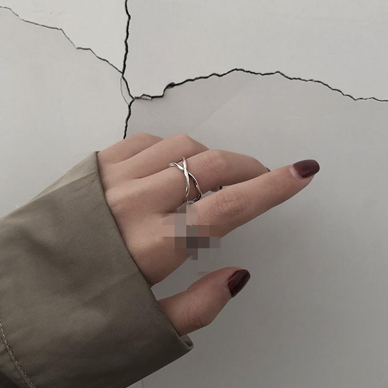 925 Sterling Silver Geometric Cross Ring: Women’s Trendy, Simple, Retro Fashion
