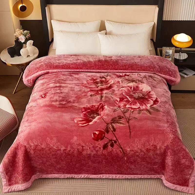 Verdickte doppellagige Raschel-Decke für Herbst & Winter - Warme Einzel-/Doppel-Geschenkdecke für Studentenwohnheim
