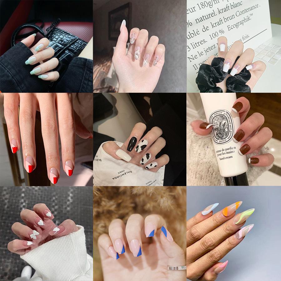 

Набор накладных ногтей для французского маникюра «Сердца и бабочки» балетной длины