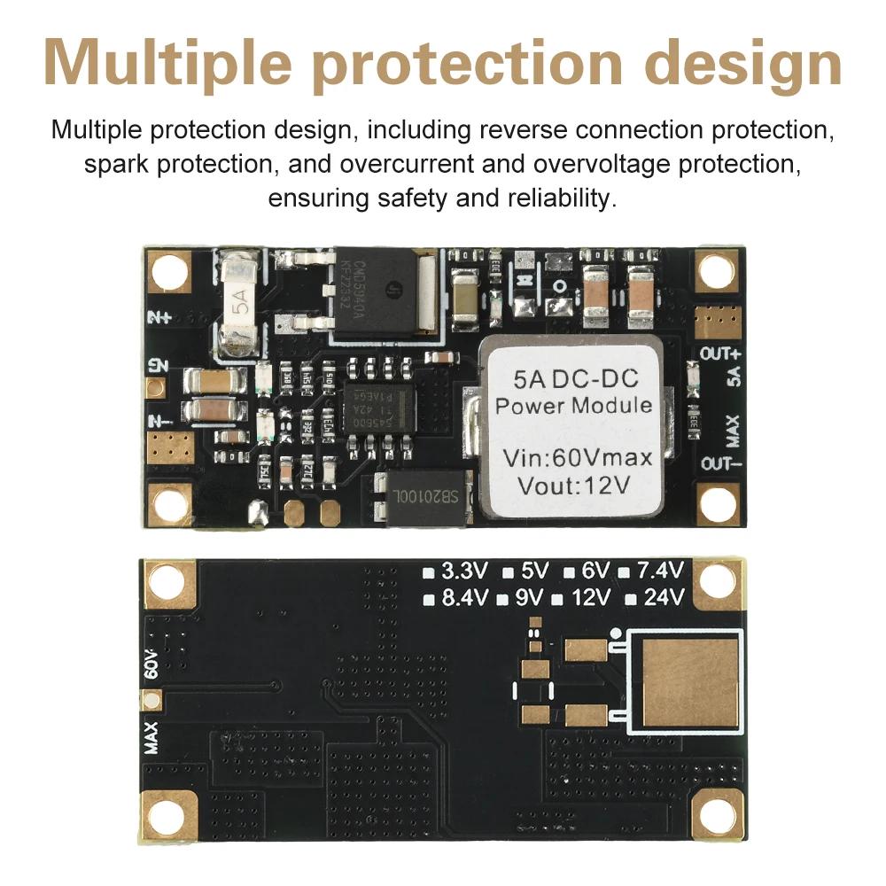 High-Power 5A DC-DC Step-down Module 6.5V-60V to 5V/12V Buck Module with Stable Output And High Conversion Rate for Electronics