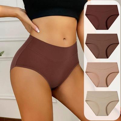 4Pcs Sexy Women's Panties High Waist Underwear Breathable Cotton Girls Underpants Plus Size Solid Panty Slimming Female Briefs