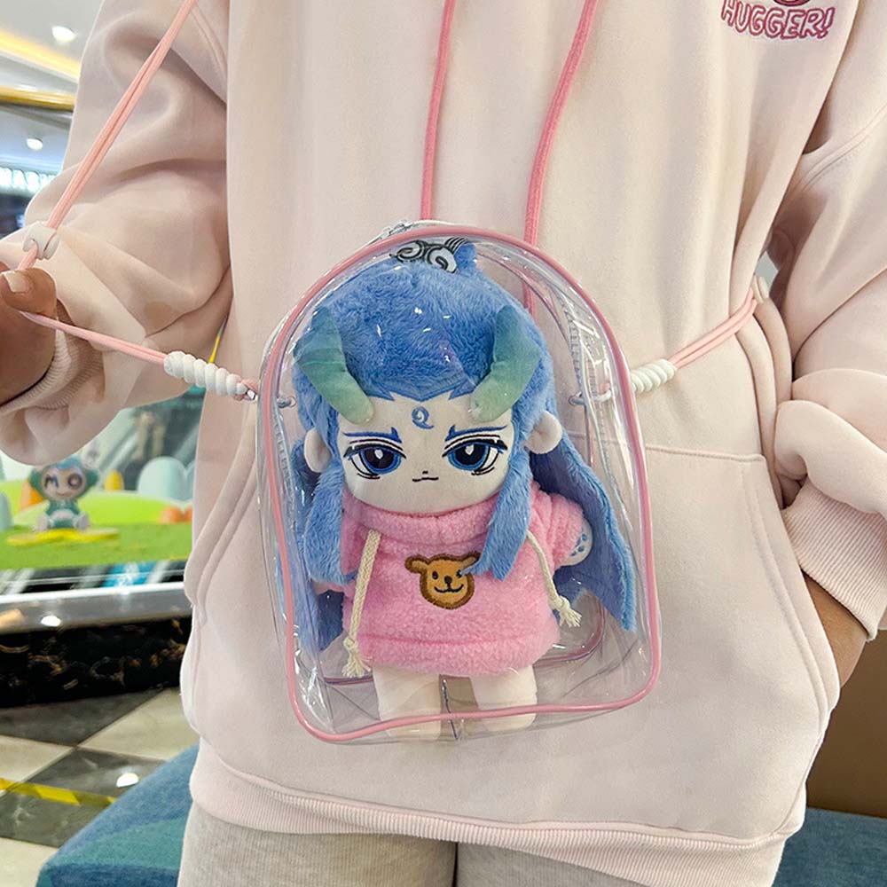 

Skullpanda Doll Labubu Clear Outdoor Doll Bag With Keychain Outdoor Doll Display Bag Storage Bag Pink-Empty Bag