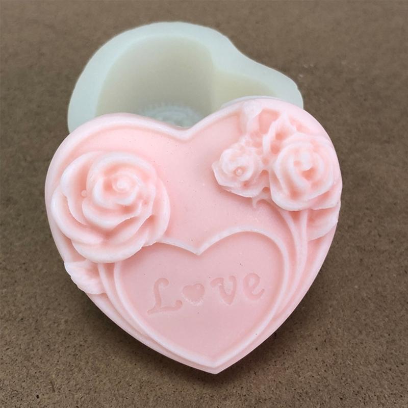 3D Love Heart Rose Silikon Flexibilní potravinářská forma Jílová pryskyřice Keramika Candy Fondant Candy Čokoláda Forma na mýdlo