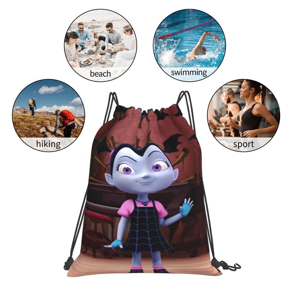 Girls Vampirina Print Backpacks Portable Drawstring Bags Storage Bag Book Bags for Man Woman School