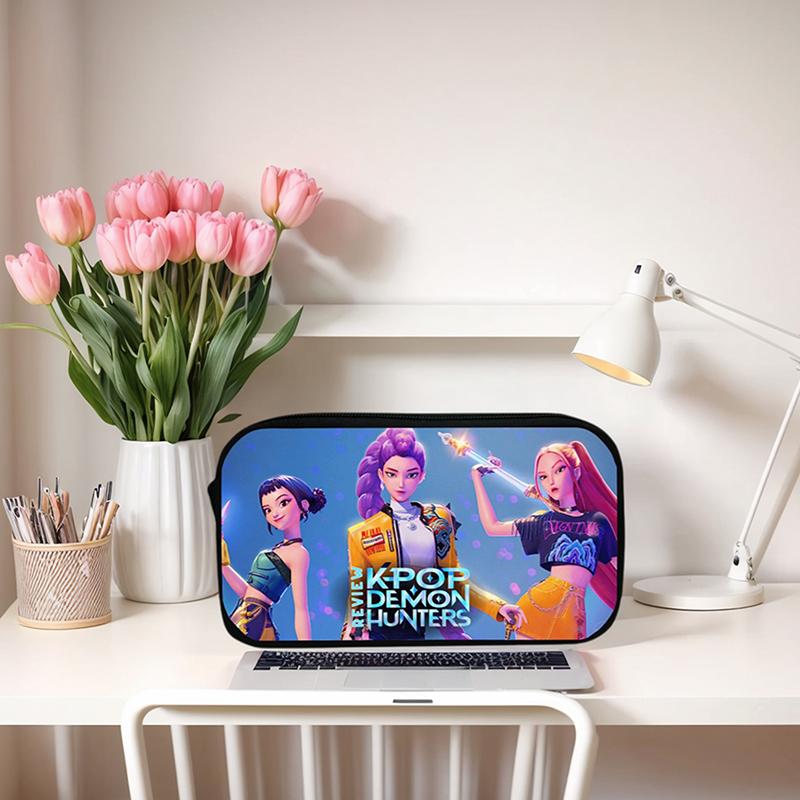 Kpop Demon Hunters Student Pencil Case Cartoon Large Capacity Pencil Box Stationery Supplies Girl Cosmetic Storage Bag Gifts