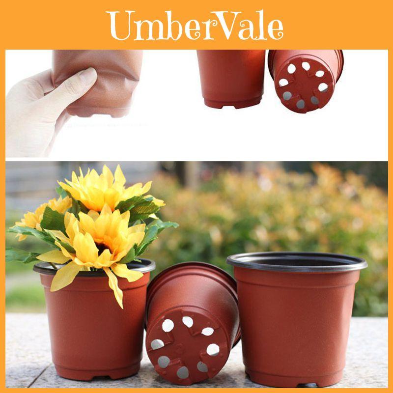 Lightweight 10/50/100pcs Double Color Plastic Plants Nursery Pot For Seedlings**